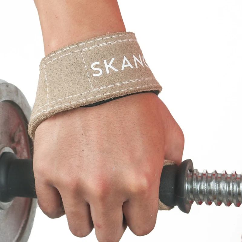 1 пара мужской воловьей кожи Тяжелая атлетика ручной ремень Противоскользящий