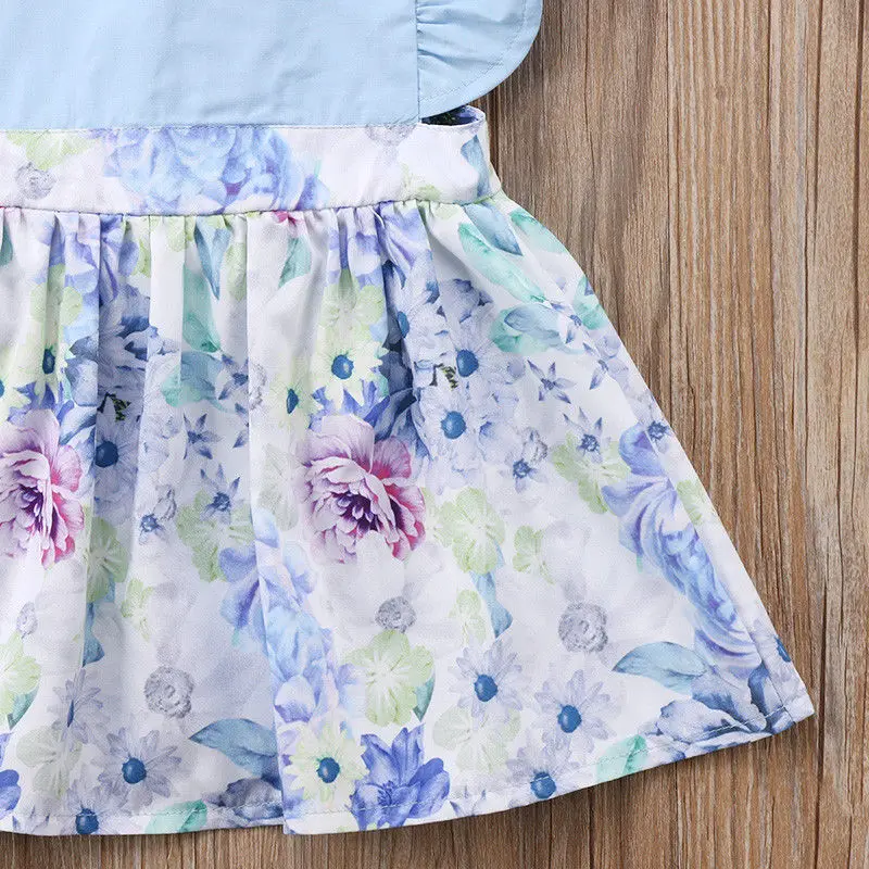 

Summer Toddler Infant Newborn Baby Girls Floral Princess Party Pageant Ruffled Sleeveless Sundress Dresses 0-24M