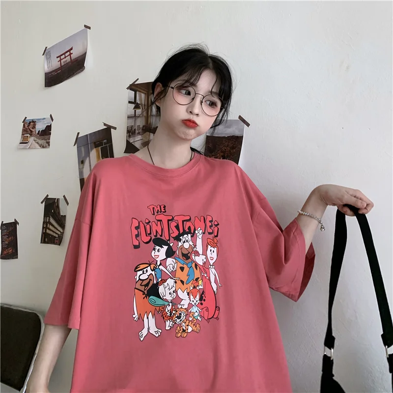 Футболка женская в японском стиле ретро с коротким рукавом свободная Модная