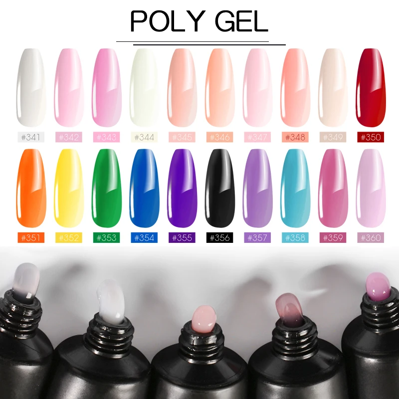 Полигель для наращивания ногтей Docaty цветной УФ гель быстрого акриловый полигель