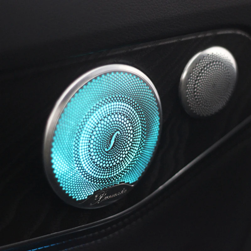 

Светодиодная крышка для автомобильного динамика Mercedes Benz W205 X253 W213W238 C/GLC/E-class Coupe со звуком, металлический декор, светильник