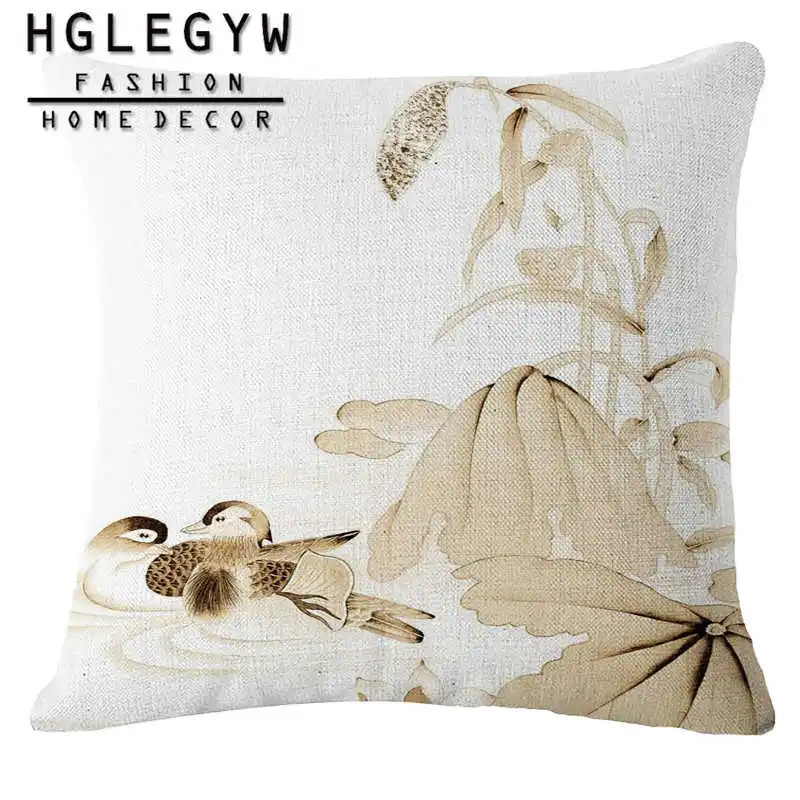 

45x45cm Plant Flowers Birds Cushion Cover Cotton Linen Throw Pillowcase Printed Pillow Covers Home Decorative For Sofa Car