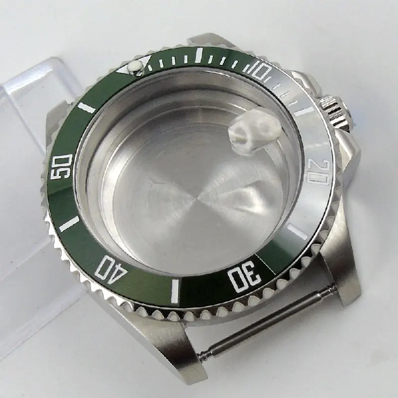 Sapphire Glass Stainless Steel 40MM Green Ceramic Bezel Watch Case Fit For ETA 8215 2836 Automatic Movement
