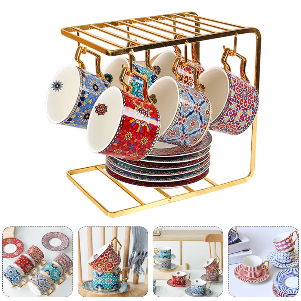 

1 Set Gorgeous Moroccan Style Coffee Cup Delicate Afternoon Tea Cups with Rack