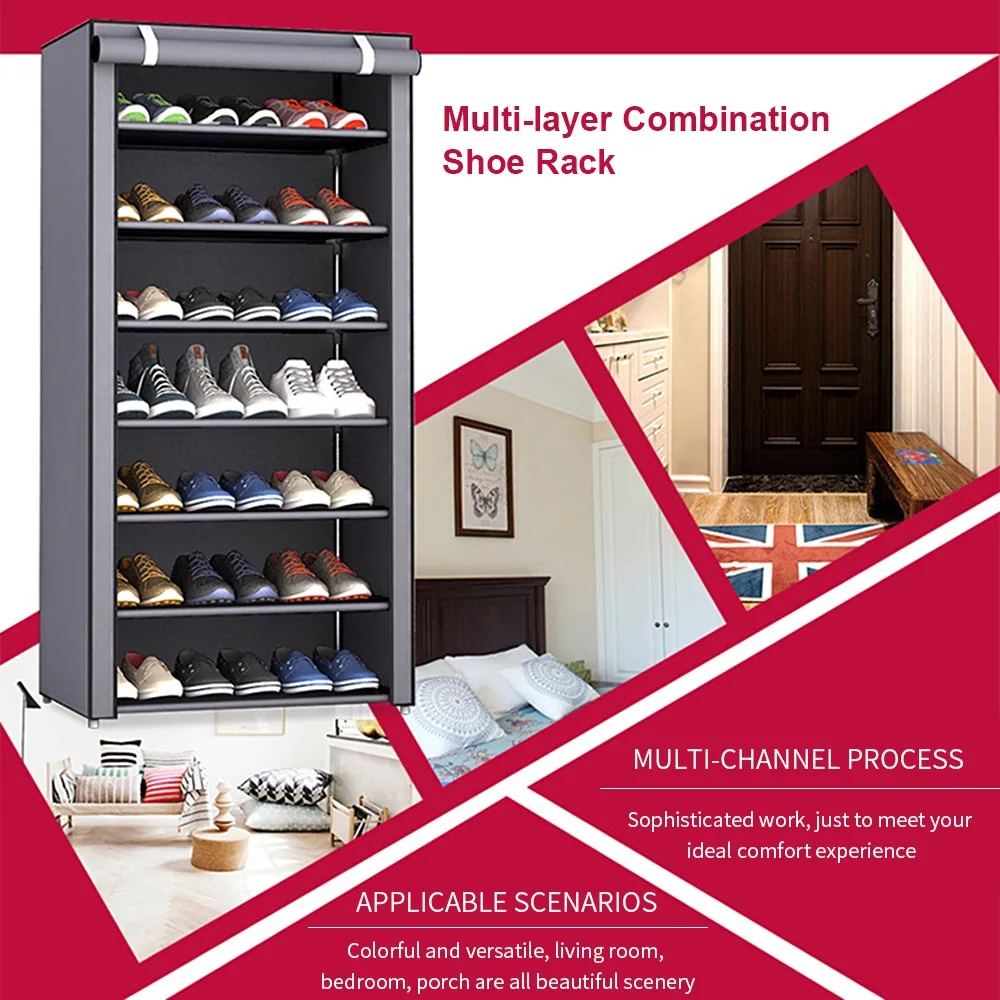 Multi-layer Simple Shoe Cabinet DIY Assembled Space-saving Organizer Shelf Home Dorm Storage Closet Dustproof Shoes Rack | Мебель