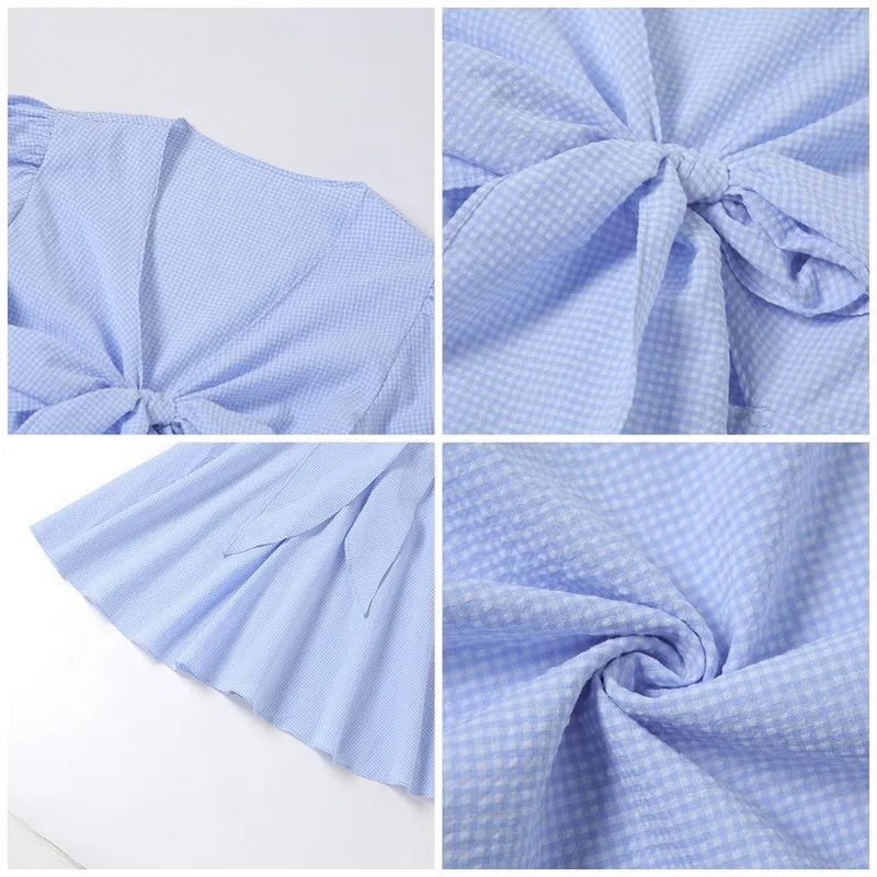 

Fashion Bandage Deep V-Neck A-Line Dress For Women Summer Short Sleeve Loose Party Dresses Elegant Streetwear Female Vestidos