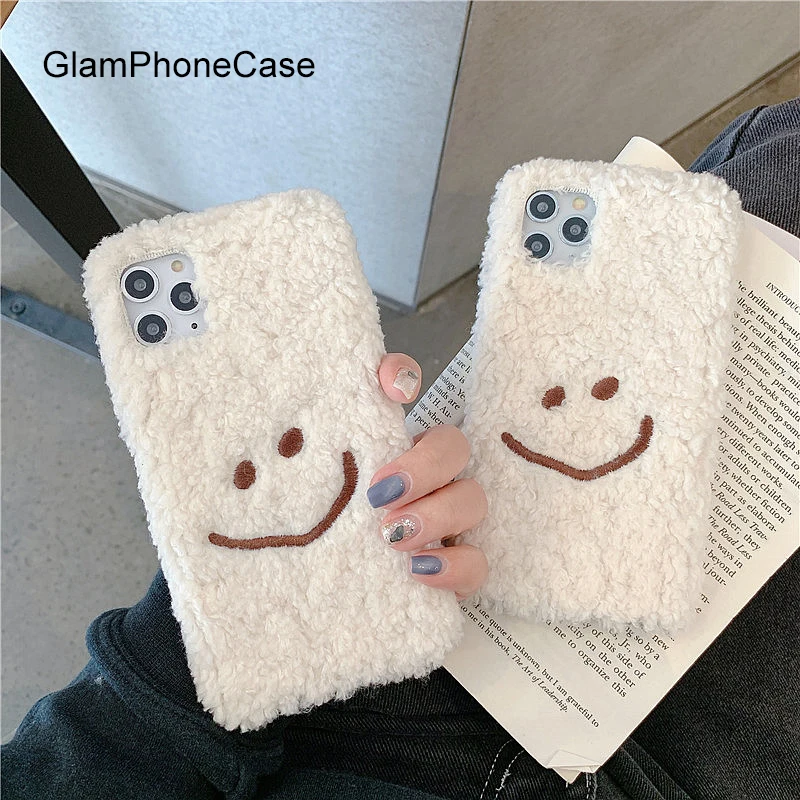 GlamPhone чехол плюшевый смайлик для телефона iPhone11Pro/Max X XS Max XR Мягкий силиконовый iPhone11
