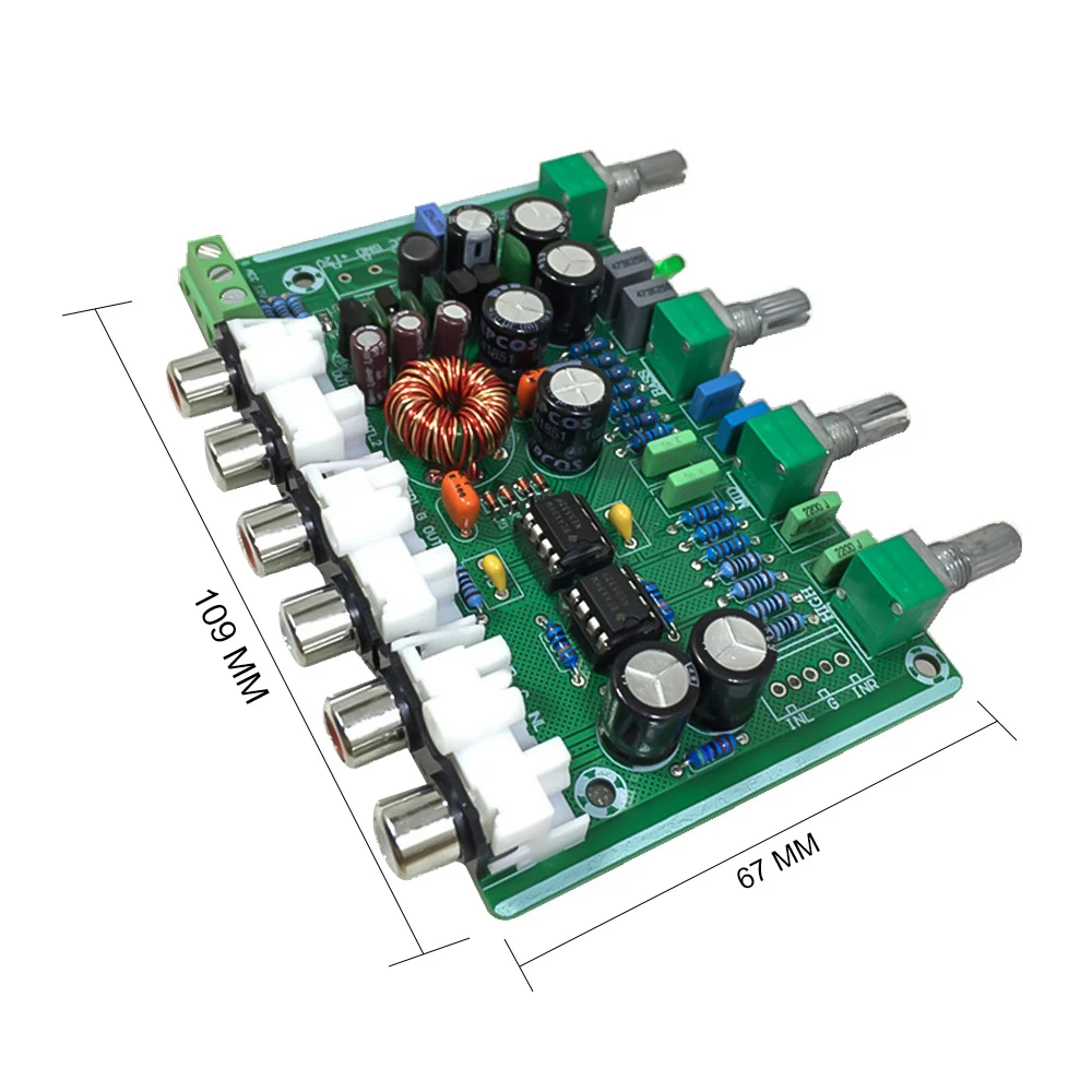 AIYIMA 12V Power Supply Car Tone Amplifier Board Dual Sound Four-Channel Pre-amplifier NE5532 Op AMP With Volume Adjustment | Электроника