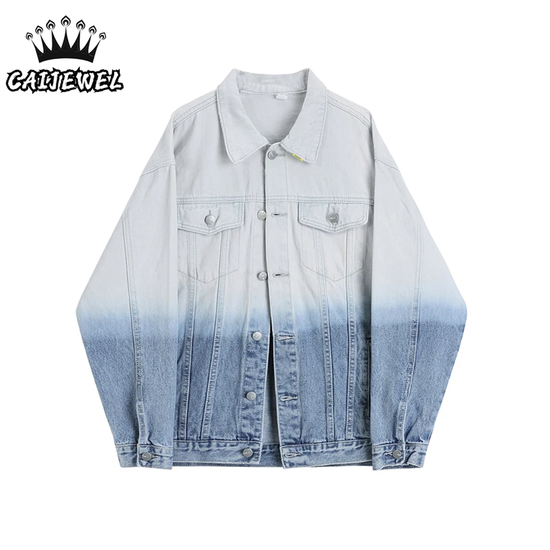 

Long Jackets for Women Denim 2022 Autumn Streetwear Cargo Style Colorblock Jacket Jean Korean Fashion Baggy TOP Boyfriend Coats