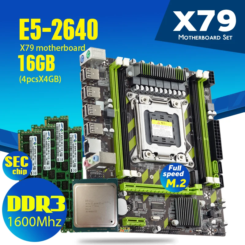 Новый набор материнской платы Xeon E5 2640 для ЦП Φ X79 с LGA2011 комбо 4 шт. * Гб = 16 памяти DDR3