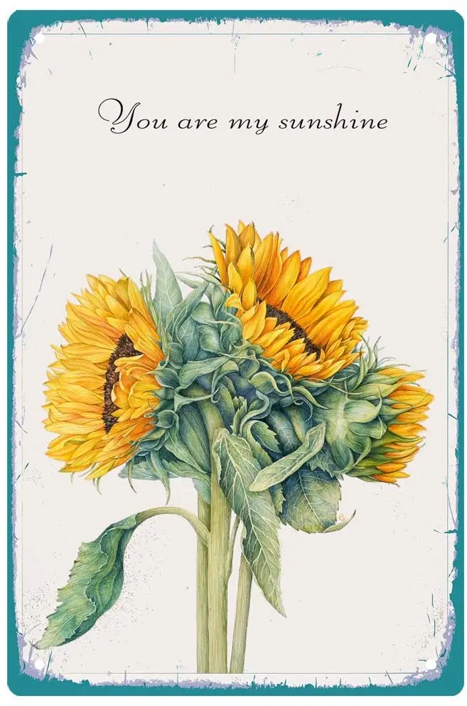 

MUATOO Metal Tin Sign Retro Wall Decor Sunflower You are My Sunshine Tin Signs for Home Bar Coffee