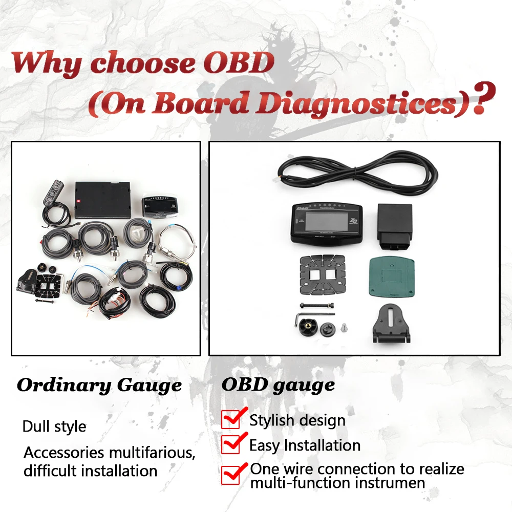 OBD2 Hud Дисплей Цифровой автомобиль 6 в 1 Тахометр Температура воды ODO часы поездки