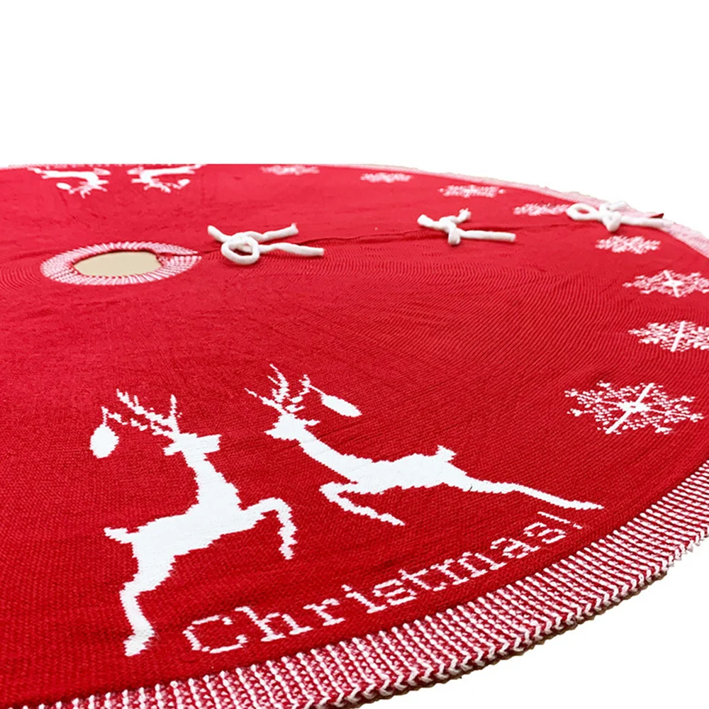 

Knitting Acrylic Carpet Christmas Tree Skirt Xmas Tree Bottom Cover Home Decoration (Red, 95cm)