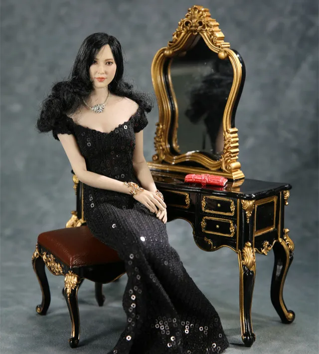 Mnotht 1/6 Женская одежда черное платье макси рыбий хвост с сумкой модель для 12 дюймов