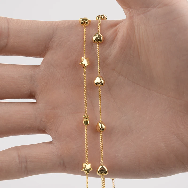 

SAUVOO CCB Beads Chain For Jewelry Making 1 Meter Metal Chain With Beads Handmade Jewelry Bracelet DIY Chain Making Supplies