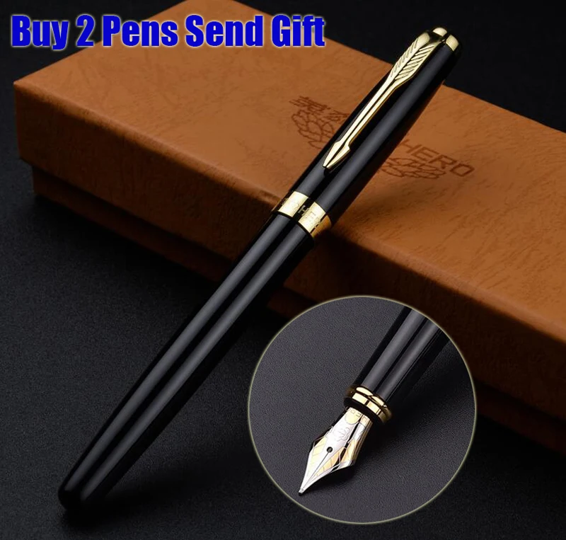 Bright Fountain Бренд Hero 1502 Роскошная металлическая перьевая ручка PK Sonnet форма деловая офисная ручка для письма купить 2 ручки отправить подарок - Цвет: Bright Fountain