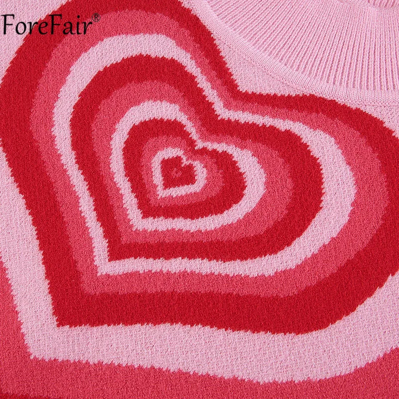 

Forefair 2021 Summer Sexy Women Crop Top Y2k Pink Knit Sleeveless O Neck Patchwork Basic Heart Brown Tank Top Casual Vintage