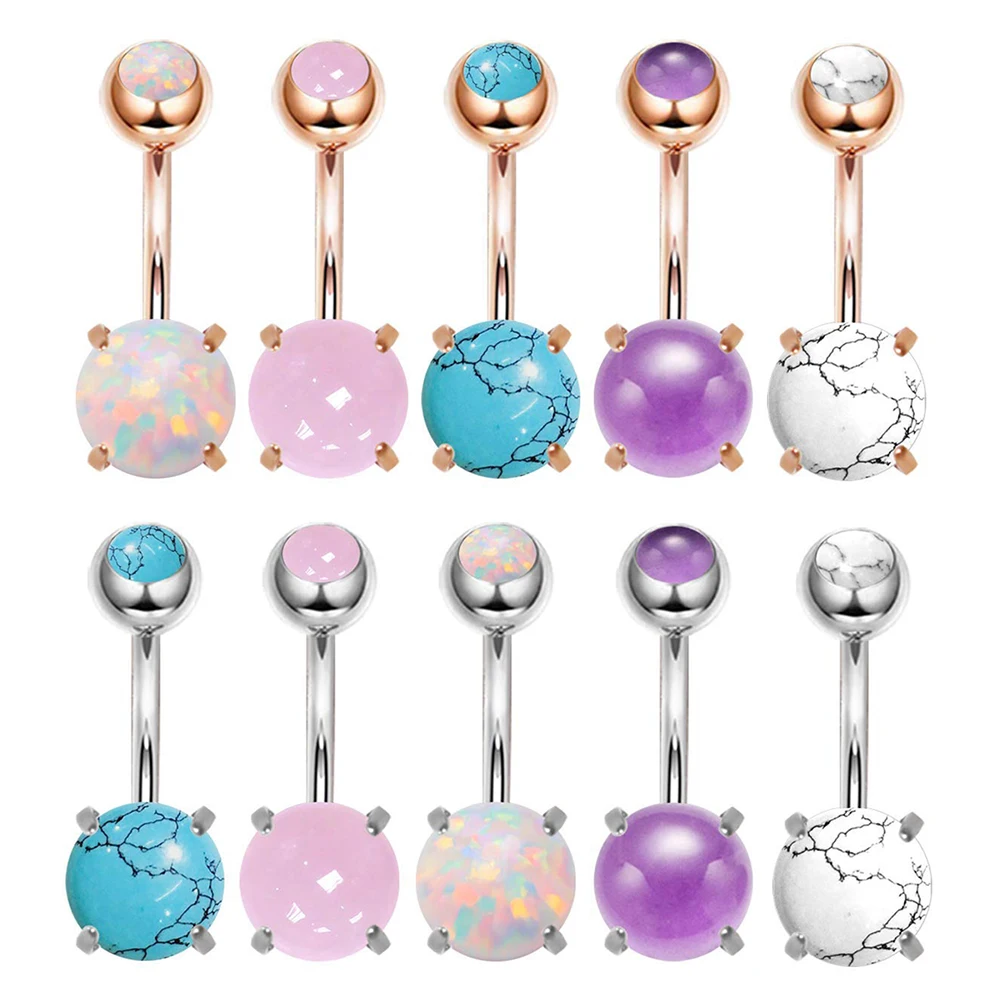 1 шт. кольцо с двойным камнем пирсинг пупка хирургические стальные стразы