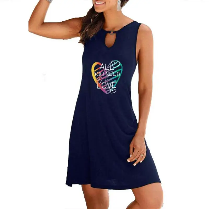 

Women's Printed Dress Causal Short Dress Ladies Summer Beach Sleeveless Dresses