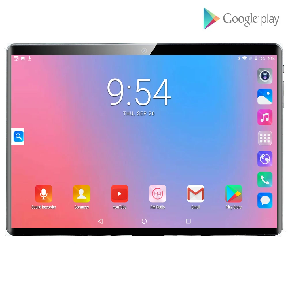 10 дюймовый планшет с четырёхъядерным процессором ОЗУ 32 ГБ ПЗУ 64 9 0x1280 Android