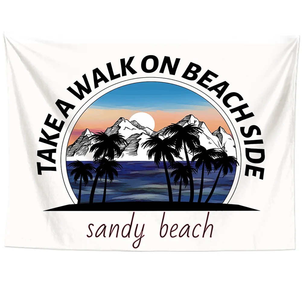 

Гобелен с пальмовым пляжем, настенная простыня, богемный декор, гобелены