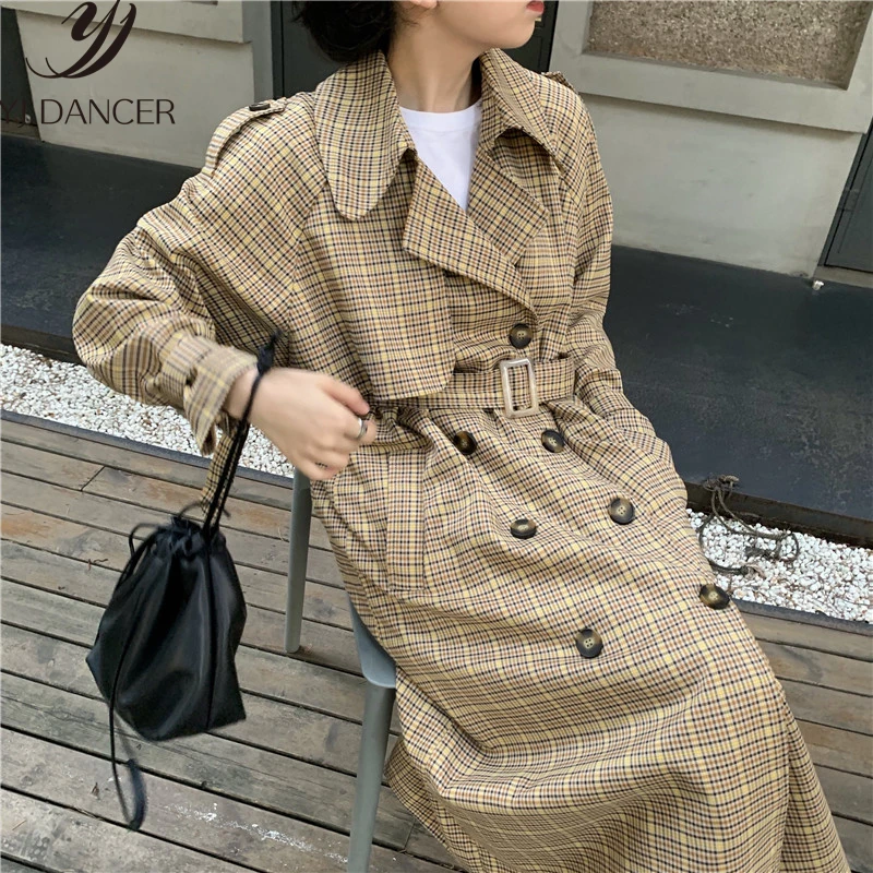 Женская Длинная ветровка в клетку весна-осень 2019 | одежда