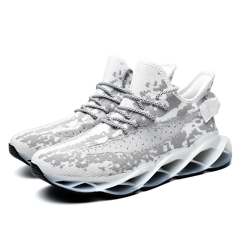 Mens Athletic Walking Running Shoes Blade Sneakers Mesh Training Sport Trail Running Shoes for Man Jogging Non Slip Tennis Shoe - Цвет: 2938-HuiSe