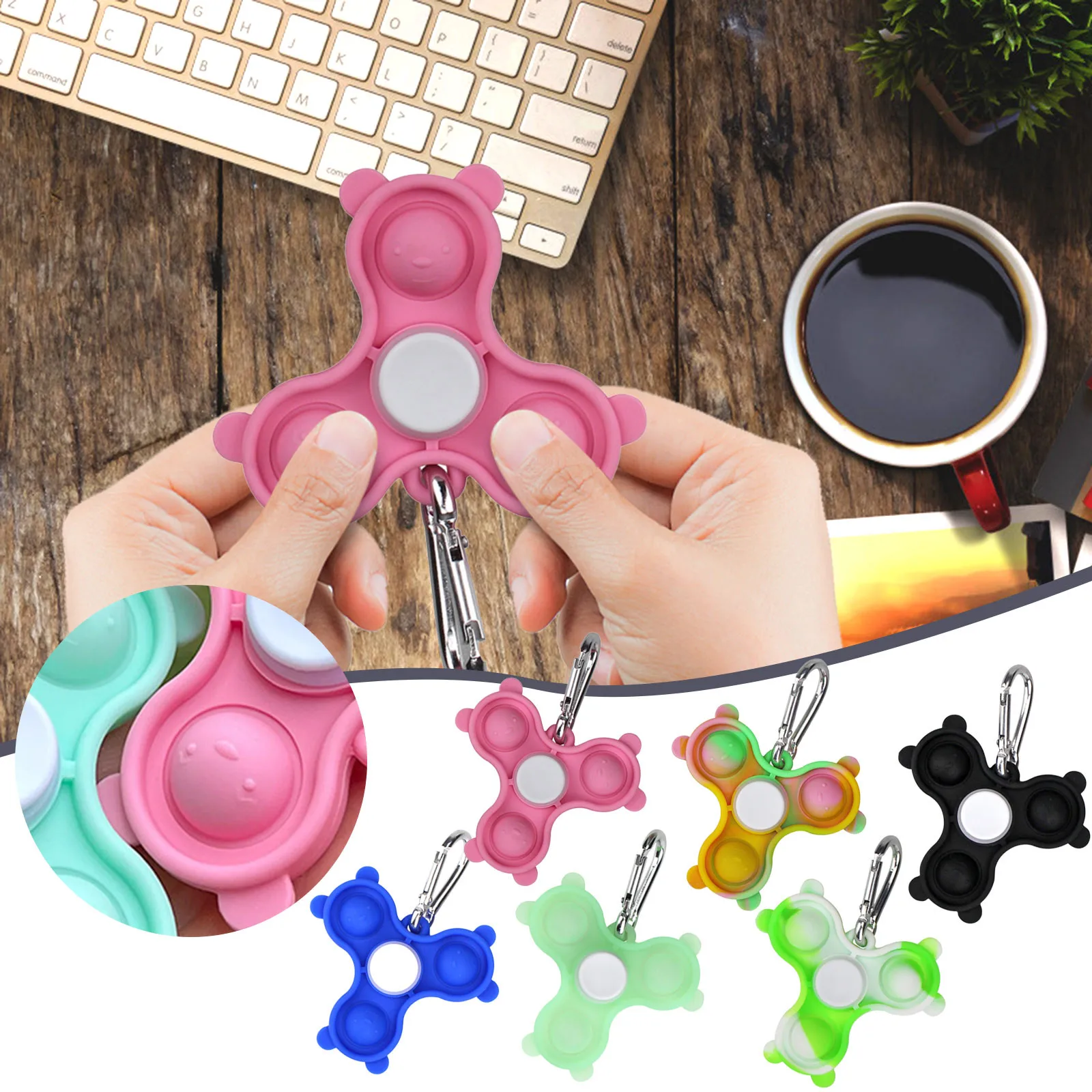 

Silicone Finger Decompression Keychain Finger Puzzle Push Pendant Toy Extrusion Sensory Toy Hands Popins Squishy Pops Toys