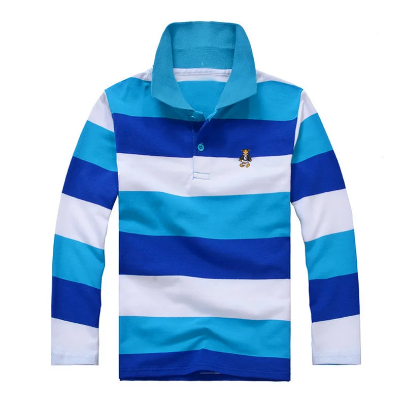 New Boys Spring Autumn Long Sleeve Polo Shirts Children Lapel Striped Clothes Baby Bottoming Tops |
