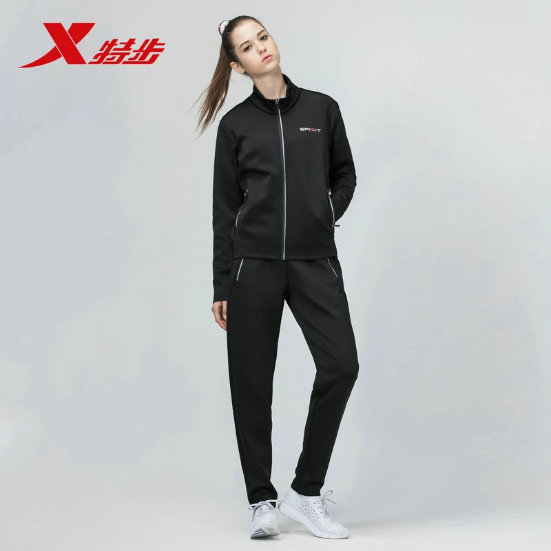 Xtep крутые черные женские комплекты для бега новые весенние трикотажные штаны