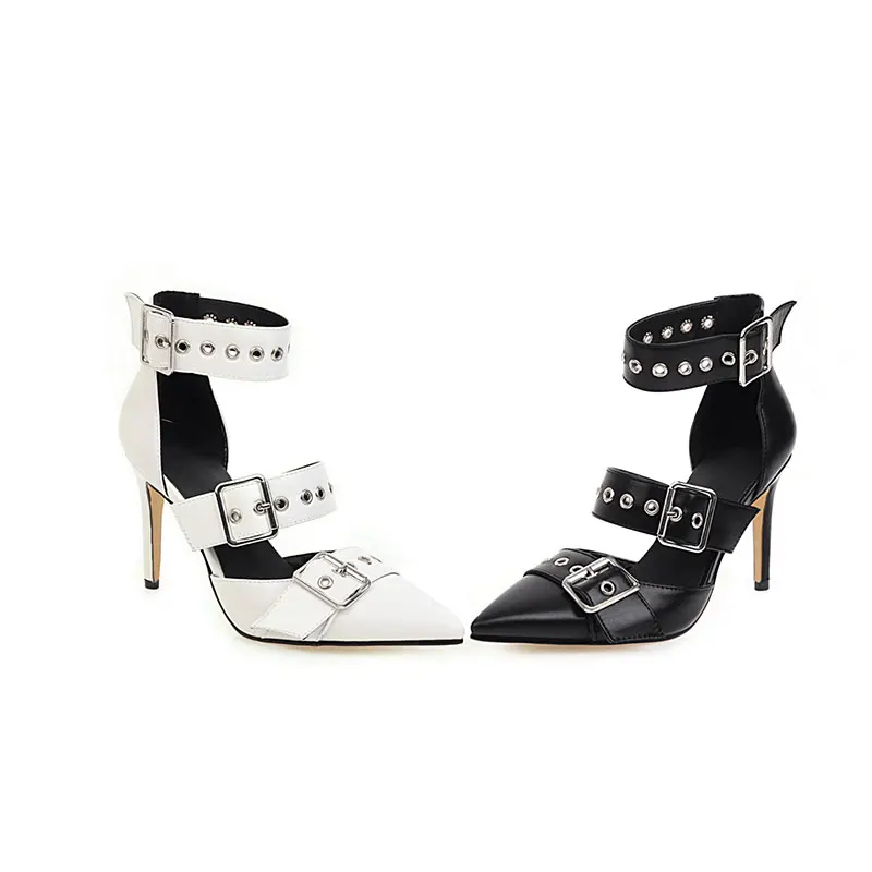 Женские туфли-лодочки на высоком каблуке с острым носком и пряжкой 33-48 лето