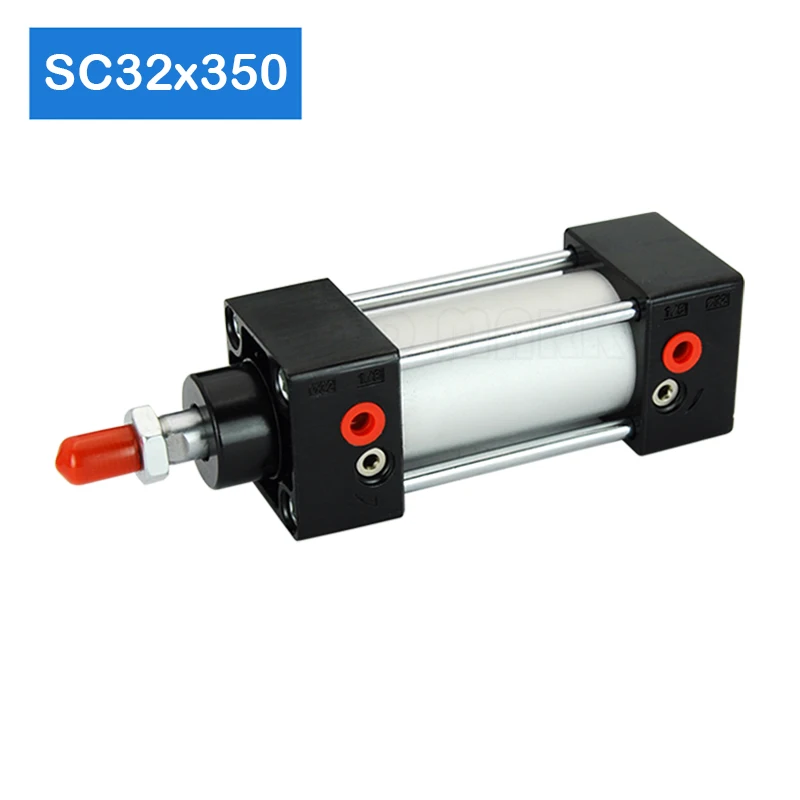 

SC32x350 32mm Bore 350mm Stroke Pressurized Aluminum Pneumatic Tube Piston Air Double Acting Telescopic Price Penumatic Cylinder