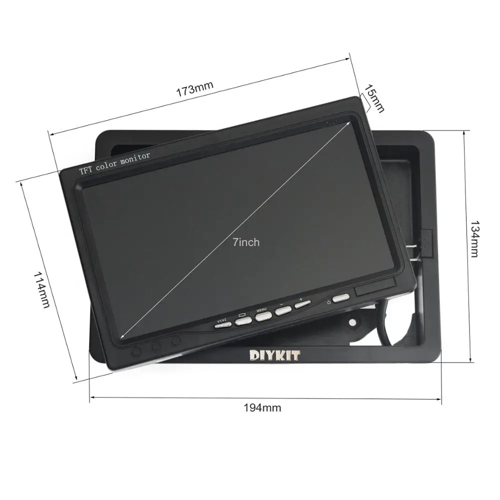 Автомобильный монитор DIYKIT с ЖК экраном и 7 дюймов TFT 12 В 24 2x4pin камера заднего вида