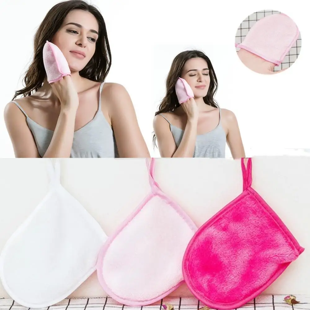 Многоразовые мягкие перчатки для снятия макияжа Pinnk белая ткань из микрофибры