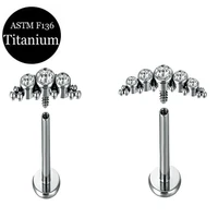astm f136 titanium sell inside the circular shaped multi style stud lip ear bone stud ear piercing jewelry