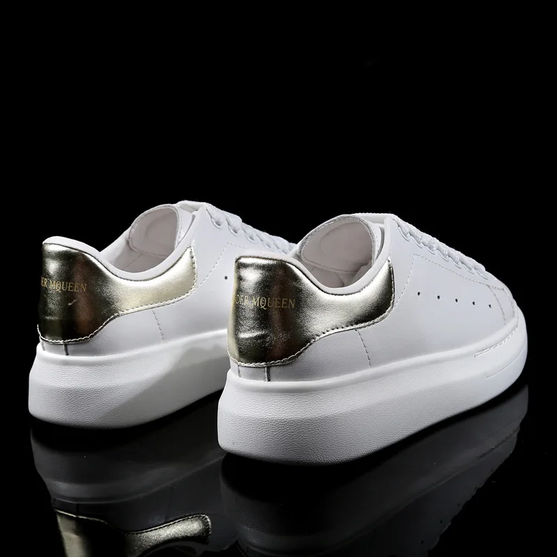 white golden tail Мужская и женская кожаная обувь для скейтборда из крокодиловой кожи, уличные сникерсы, спортивная обувь для женщин, увеличивающая рост, Белая обувь - Цвет: white golden tail