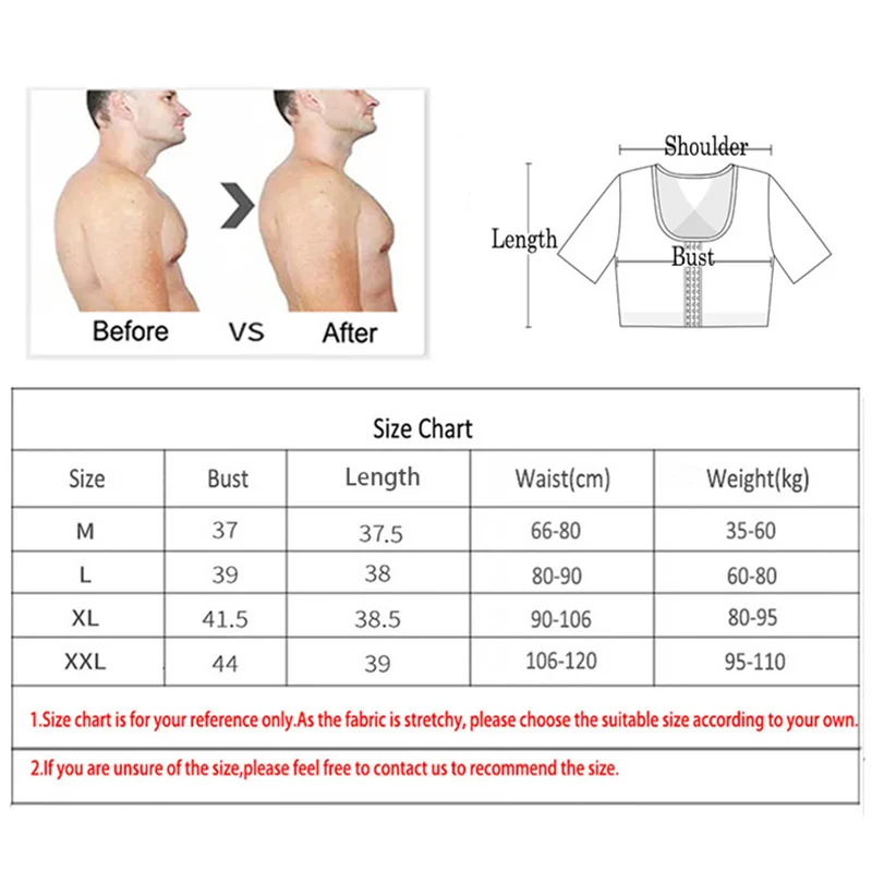 

Men Shapewear Control Gynecomastia Body Shaper Tops Sexy Men Posture Corrector Compression Shirt Chest Trainer Corset