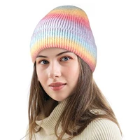 fashion winter tie dye knitted hats for women winter wool warm striped skullies beanies men casual hip hop caps gorras hombre