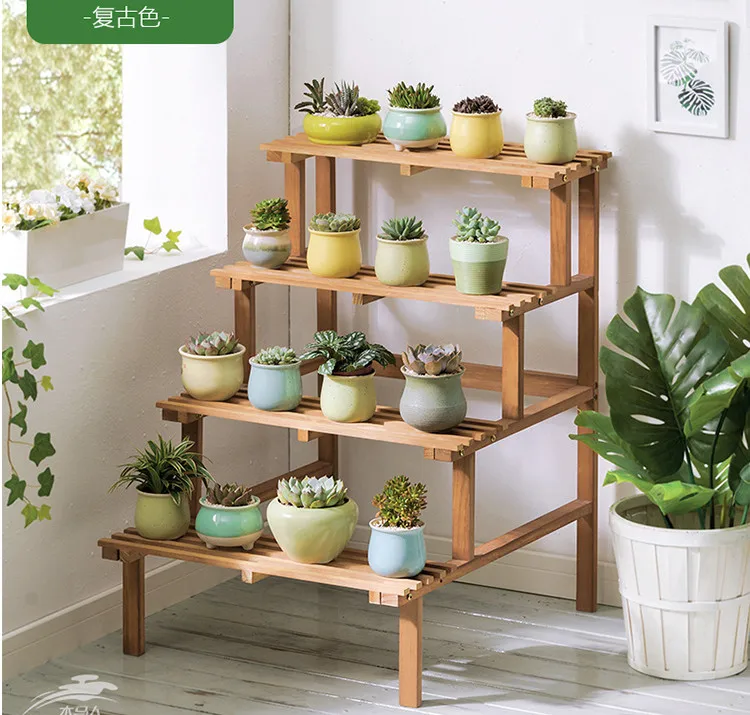 

Corner flower stand stepped multilayer floor round right angle corner corner indoor and outdoor solid wood kindergarten display
