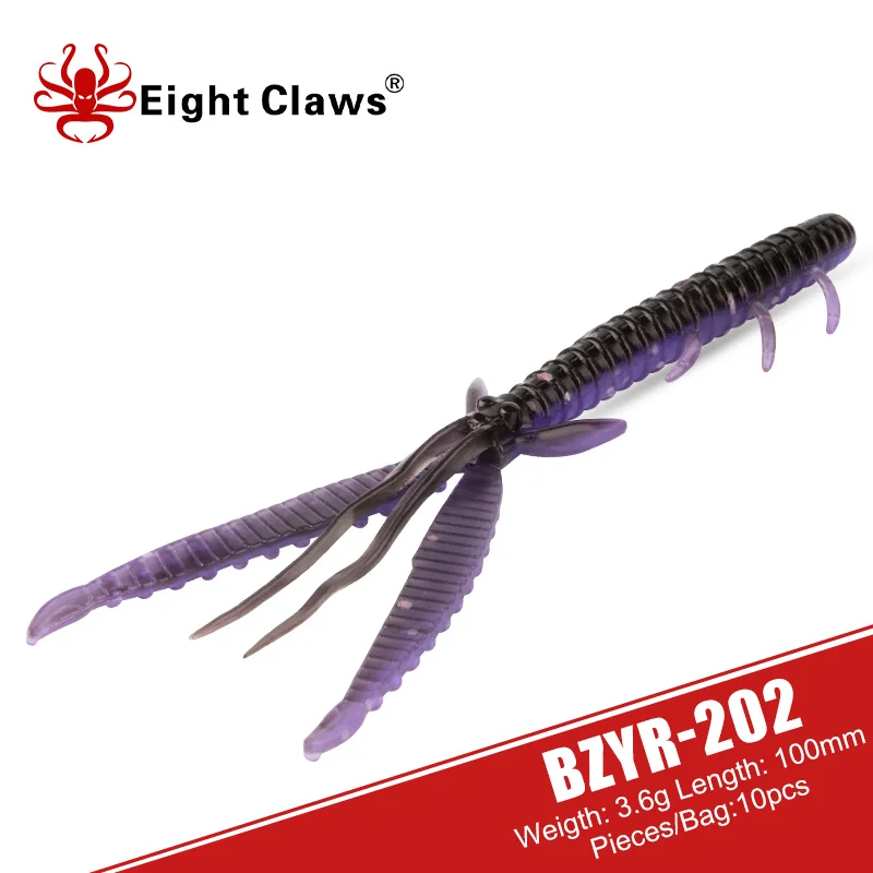 

EIGHT CLAWS 100mm 3.6g 10PCS Artificial Crayfish Soft Fishing Lures Worm Jigging Bait Silicone Wobbler Bass Fishing Soft Lure