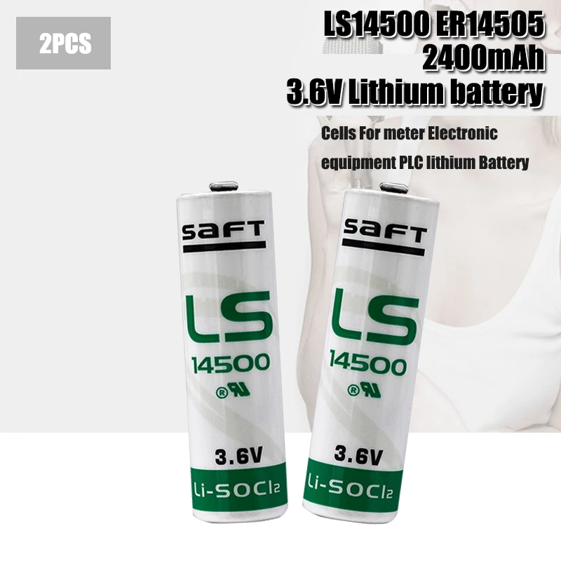 SAFT LS14500-medidor de electricidad y agua, equipo PLC para instalaciones, batería de litio de 3,6 V, hecho en Francia, 2 uds.