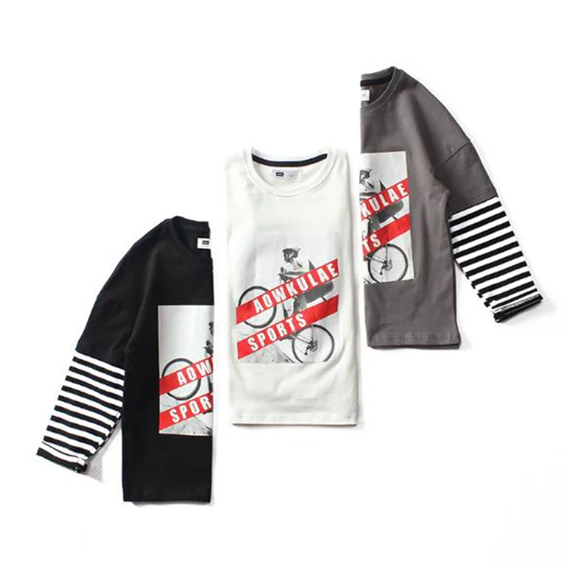 Boys t Shirts 2020 New Style Kids Poleras Print Long Sleeve Cotton Fake Two Piece Soft Knitting Bing Girls Tops |