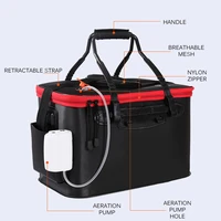 folding thicken wear resistant eva fishing bucket live fish bag oxygen pump outdoor sports fishing tackle boxes pesca equipment