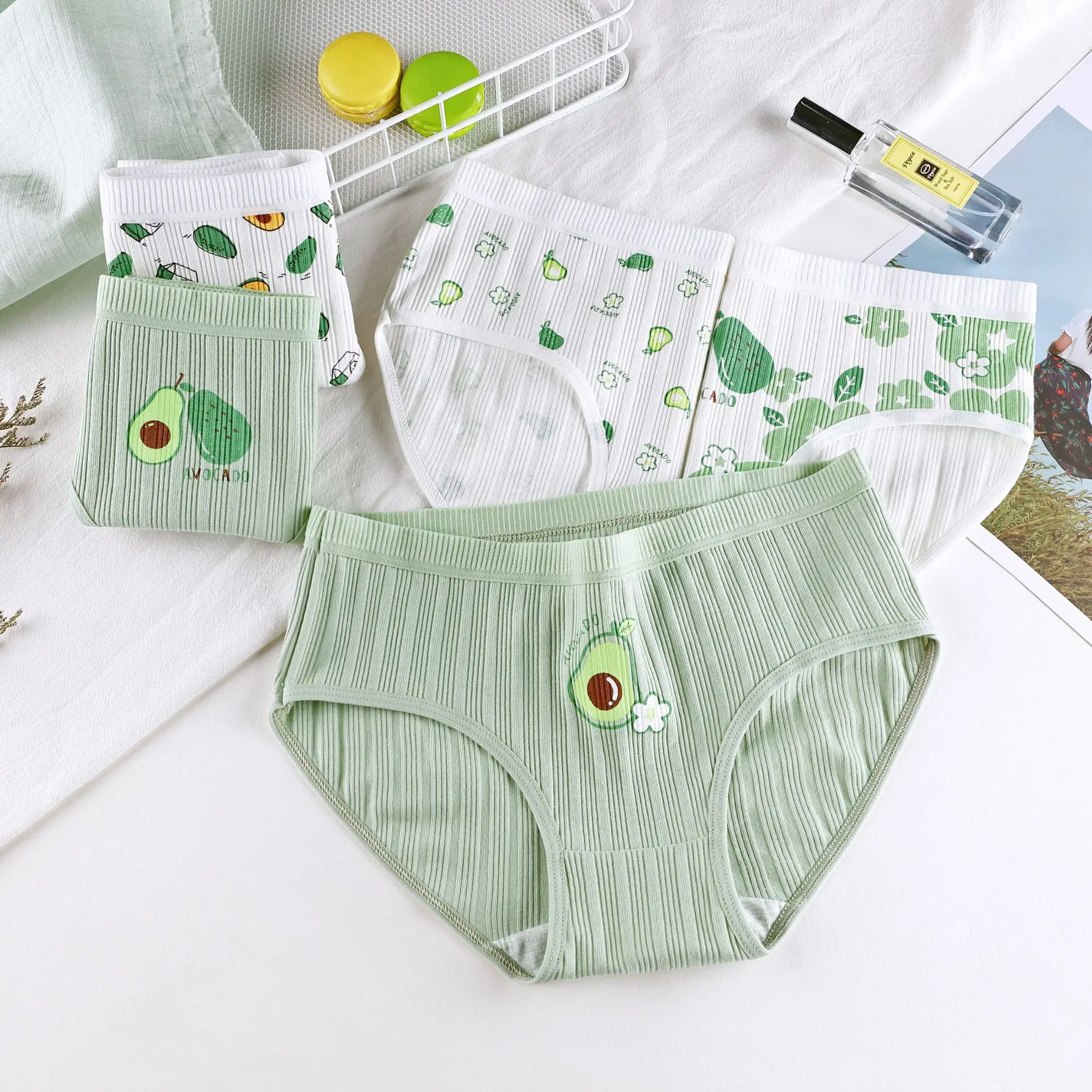 

Avocado Matcha Green Girls' Panties Pure Cotton Wrapped Hip Girls000 Students Low-waisted Women's Briefs Underwear Women Panties