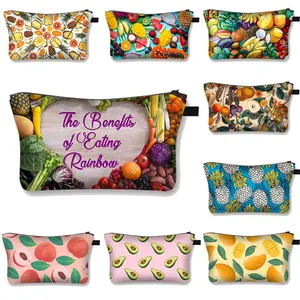 Тропические фрукты, оранжевый банан, косметичка для девочек, сумки для макияжа, Женский веганский косметический Чехол, Женский органайзер для макияжа