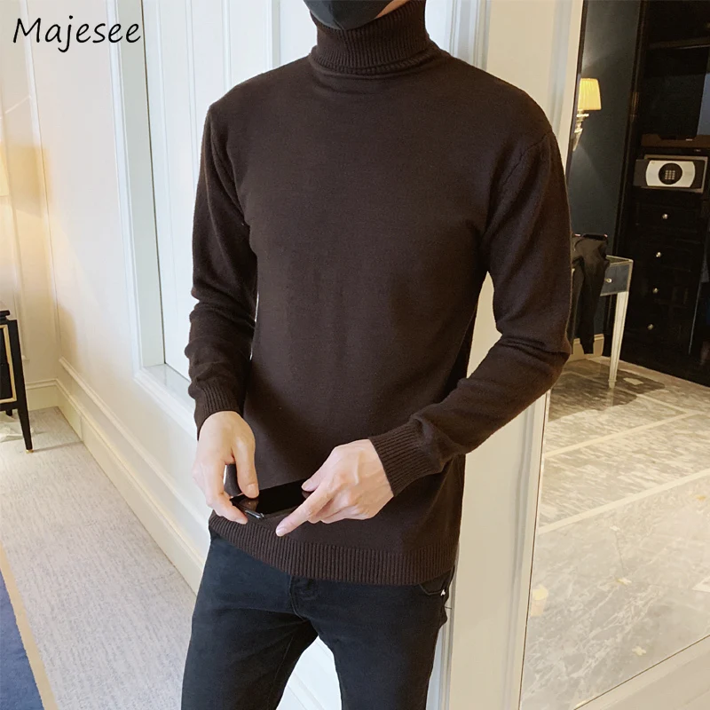 

Мужские пуловеры с высоким воротником, зимние толстые свитера, базовые простые Большие размеры, бриллианты, дышащие, уютные, корейские, модн...