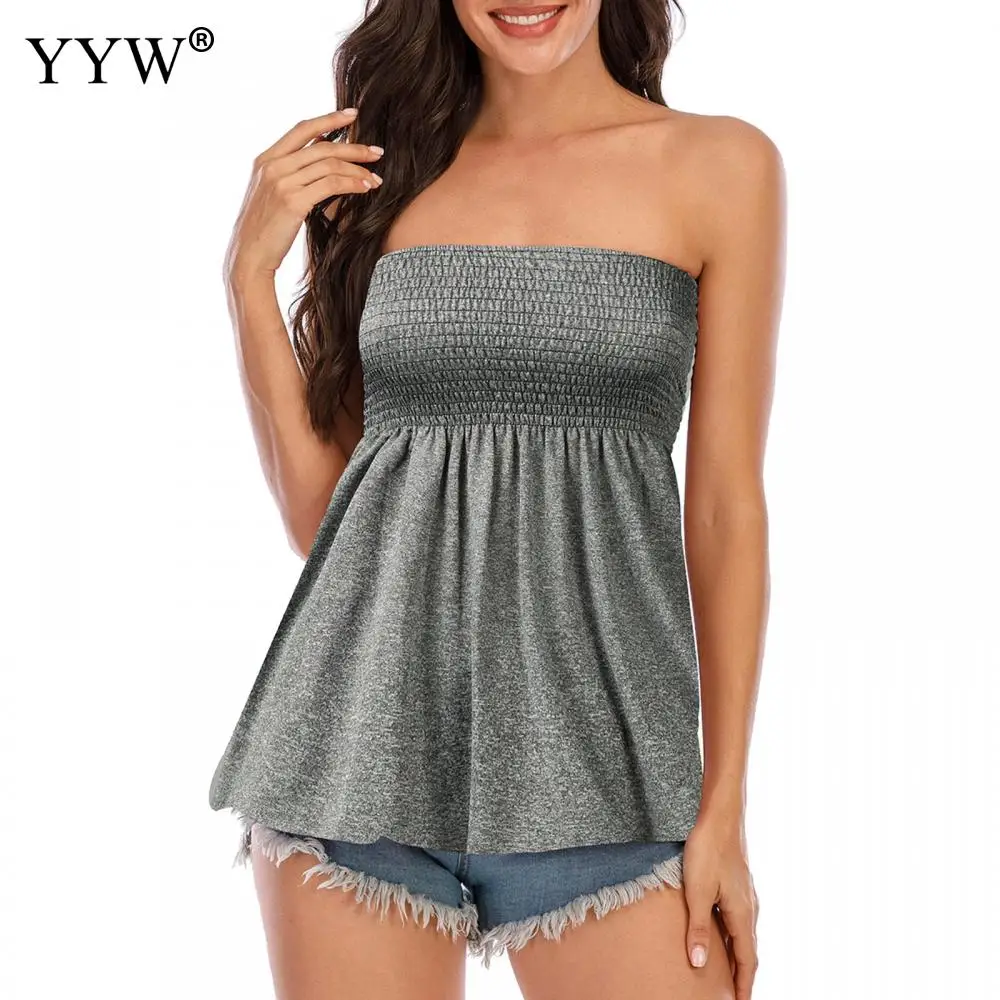 Streetwear Tops Women T shirt 2021New Summer Sexy Backless Strapless Beach Tops Tees XXL XXXL Blue Orange Green Female T shirts images - 6