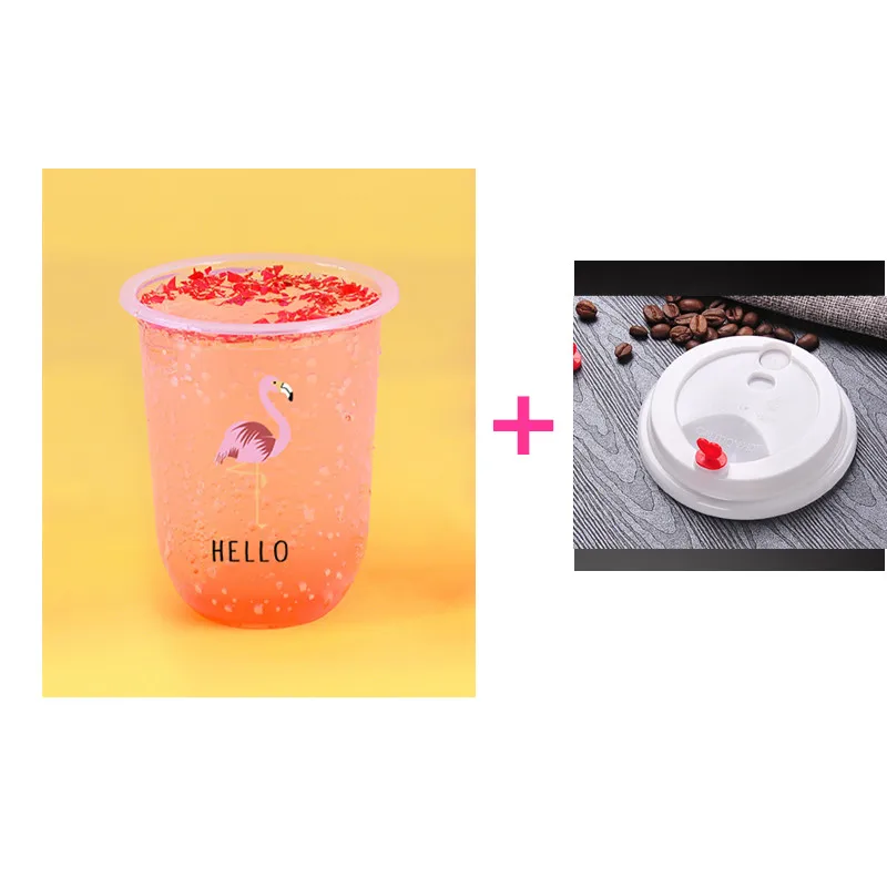 cup and lid Одноразовый жир u-образный узор креативный прозрачный молочный чай пластиковая чашка кофе напиток сок Напиток Упаковка чашки с крышкой - Цвет: cup and lid
