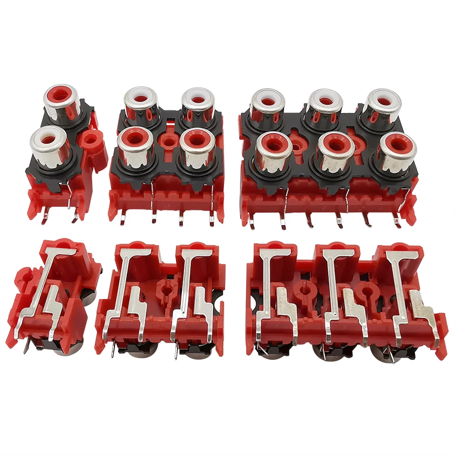 

5 шт./лот 2P 4P 6Pin RCA гнездовой Аудио Видео разъем AV разъем RCA гнездо красные запчасти PCB