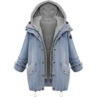 Осеннее пальто, ВИНТАЖНАЯ ДЖИНСОВАЯ КУРТКА, Женская рваная верхняя одежда с капюшоном, ветровка, Базовая куртка бойфренда, женский джинсовый жакет, размера плюс